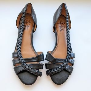 Life Stride Black Faux Leather Sandals Size 9